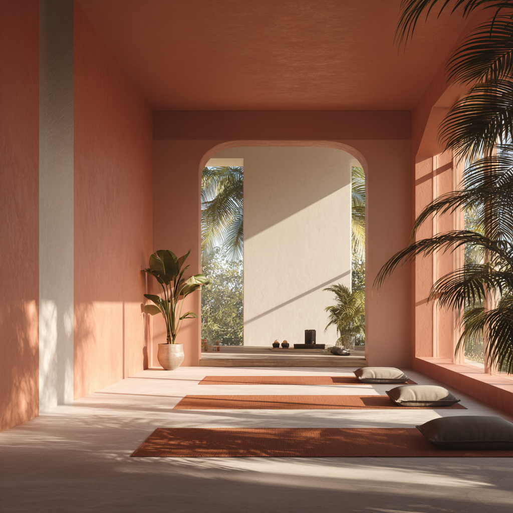 Mujer practicando yoga al amanecer