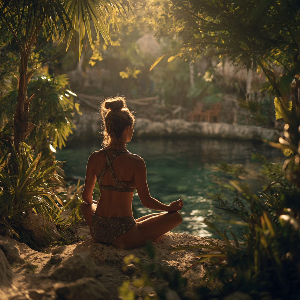 Instructor guiando clase de yoga